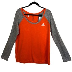 🆕 Adidas Marled Slub Orange Gray Long Sleeve Top